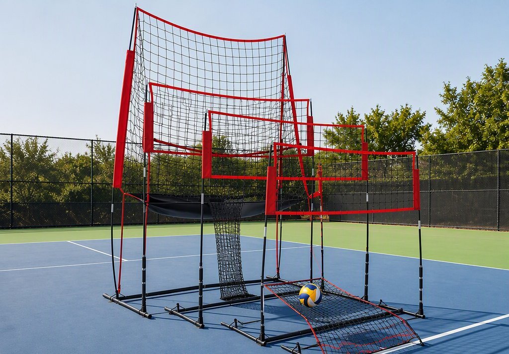 Volleyball Practice Net Station with Adjustable Height & Ball Return view 2
